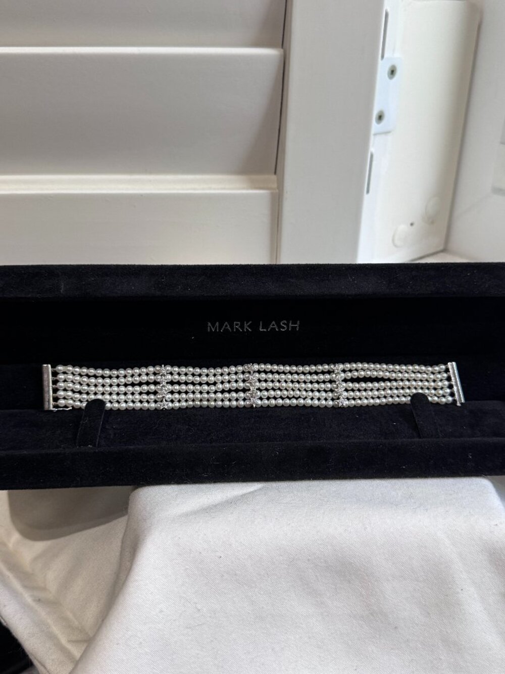 ✨💎 HOST PICK✨18K White Gold Mark Lash Diamond & Pearl Cuff Bracelet ✨ - Picture 4 of 16